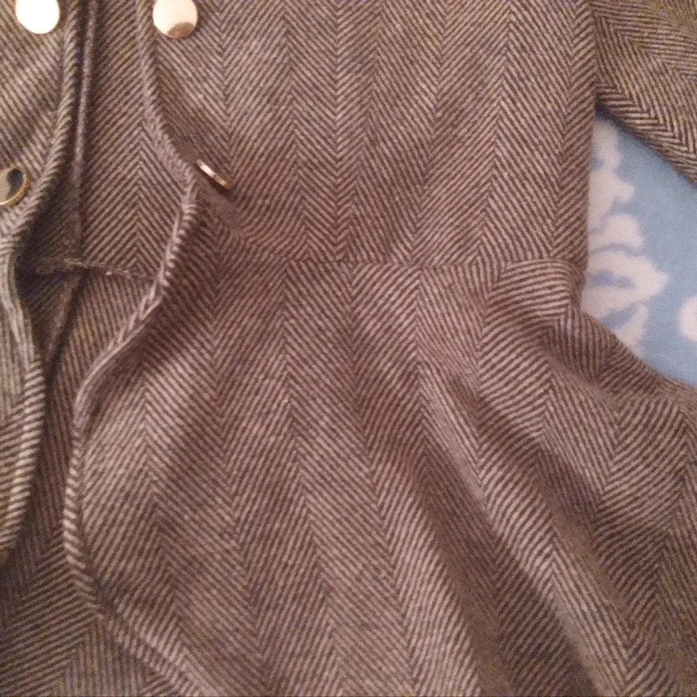 SHEIN Peplum Brown Woven‎ Jacket Lrg Business Academia Dark Y2K Winter Coquette